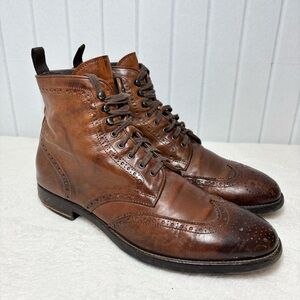 TO BOOT NEW YORK Ankle Boots‎ Shoes Ombre Brown Wingtip Leather ITALY Size 9